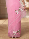 Pale Magenta Pink Pure Kota Doria Saree Embroidered