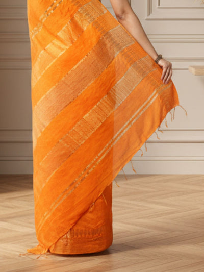 Pure Kota Silk Saree Orange Jaquard Weaving