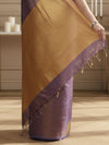 Tissue Linen Purple Saree Gold Shimmer Pallu