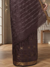 Gilded Hue Kota Silk Zari Stripe Saree Brown