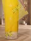 Rich Bandhej Kota Doria Embroidery Yellow Saree Handdyed