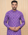 Indiehaat | Royal Reflection BlockPrinted Cotton Kurta Pyjama Royal Purple