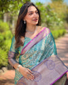 Indiehaat | Pure Tissue Silk Zari Woven Green Saree