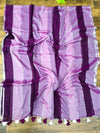 Indiehaat | Pure Handloom Mul Cotton Saree Purple