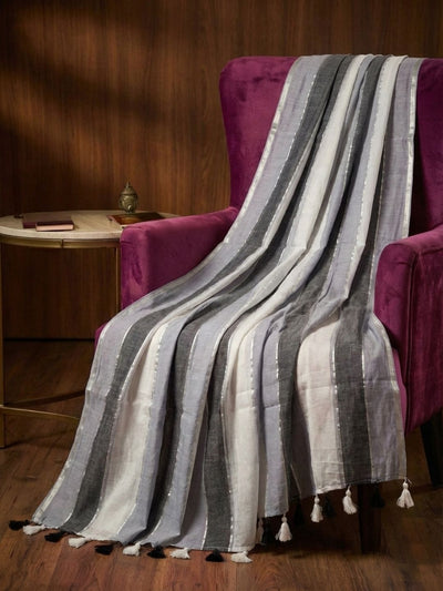 Hawa Hawai Pure Handloom Mul Cotton Saree White & Black