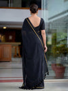 Indiehaat | Handloom Pure Mul Cotton Saree Black