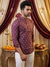 Indiehaat | Pure Cotton Blockprint Short Kurta Wine