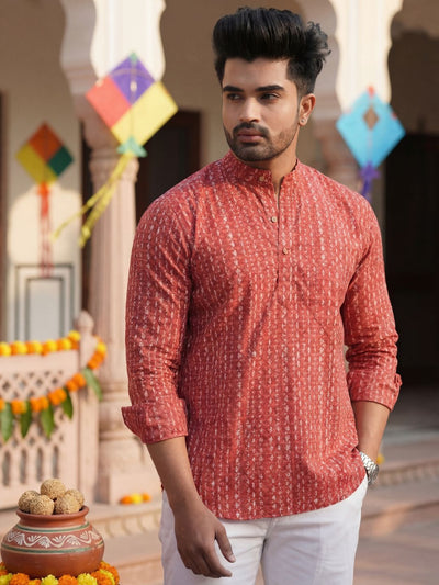 Indiehaat | Pure Cotton Blockprint Short Kurta Red