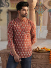 Indiehaat | Pure Cotton Blockprint Short Kurta Red