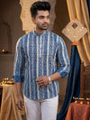 Indiehaat | Pure Cotton Blockprint Short Kurta Blue & White