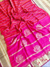 Indiehaat | Pure Linen Handloom Saree Pink