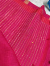 Indiehaat | Pure Linen Handloom Saree Pink
