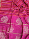 Indiehaat | Pure Linen Handloom Saree Pink