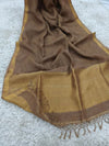 Indiehaat | Pure Linen Handloom Zari Border Saree Brown