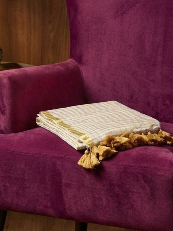 Indiehaat | Pure Mul Cotton Sequin Saree White