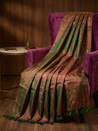 Indiehaat | Pure Mul Cotton Sequin Saree Brown