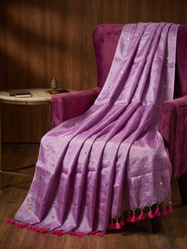 Indiehaat | Pure Mul Cotton Sequin Saree Pink