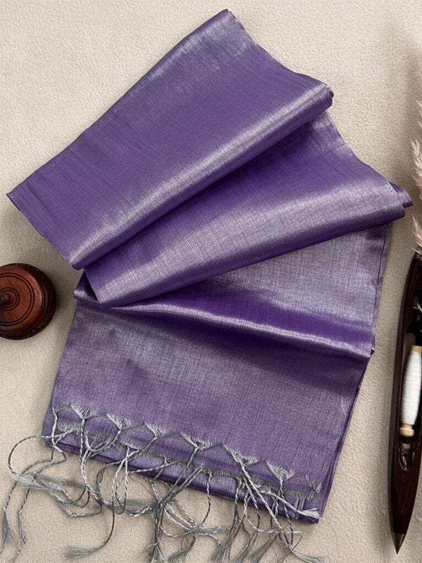 Indiehaat | Pure Tissue Cotton Handloom Saree Purple