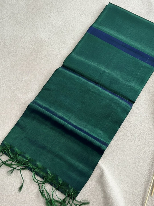 Indiehaat | Pure Tissue Cotton Handloom Saree Green