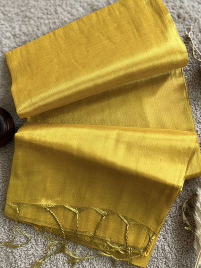 Indiehaat | Pure Tissue Cotton Handloom Saree Yellow