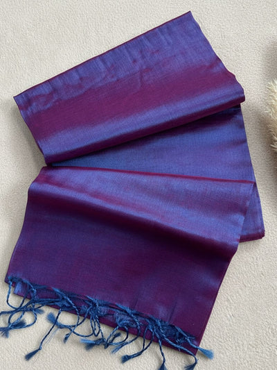 Indiehaat | Pure Tissue Cotton Handloom Saree Blue