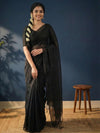 Indiehaat | Pure Tissue Cotton Handloom Saree Black