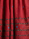 Indiehaat | Applique Kantha Pure Mul Cotton Dupatta Red