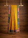 Indiehaat | Applique Kantha Pure Mul Cotton Dupatta Yellow