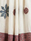 Indiehaat | Applique Kantha Pure Mul Cotton Dupatta White