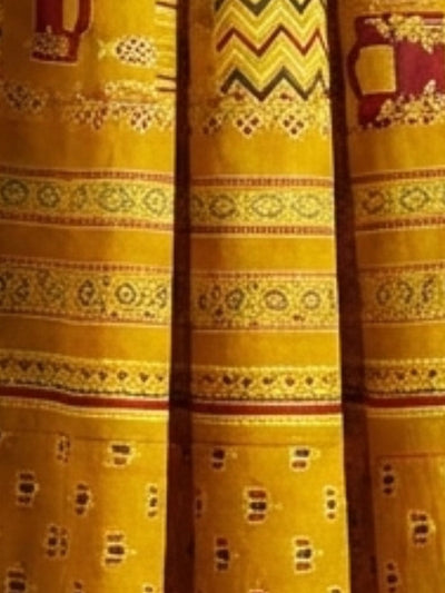 Indiehaat | Applique Kantha Pure Mul Cotton Dupatta Yellow
