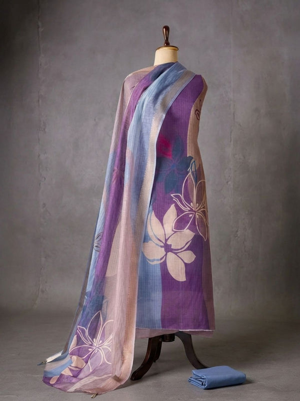 Indiehaat | Brocade Weaving Linen Suit Purple