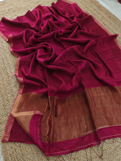 Indiehaat | Silkmark Pure Silk Handloom Saree Pink