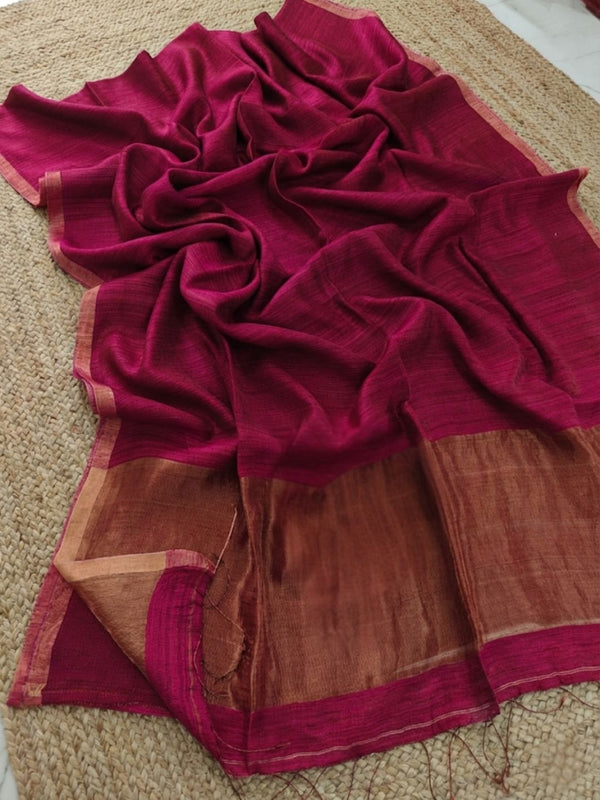 Indiehaat | Silkmark Pure Silk Handloom Saree Pink