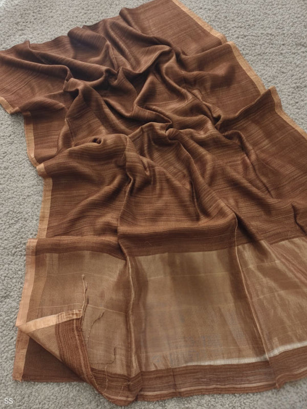 Indiehaat | Silkmark Pure Silk Handloom Saree Brown