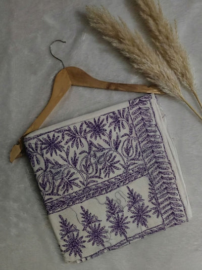 Nazakat Kota Doria Chikankari Saree White & Navy