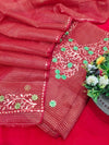 Indiehaat | Kota Cotton Gota Patti Suit Material Red