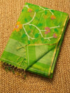 Indiehaat | Pure Muslin Silk Jamdani Saree Green