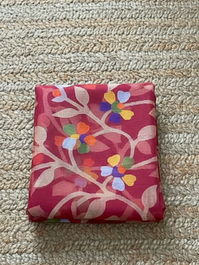 Indiehaat | Pure Muslin Silk Jamdani Saree Maroon