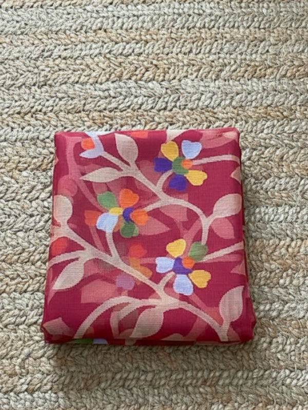 Indiehaat | Pure Muslin Silk Jamdani Saree Maroon