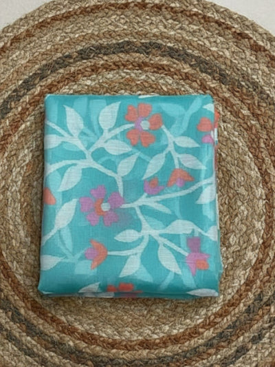 Indiehaat | Pure Muslin Silk Jamdani Saree Blue