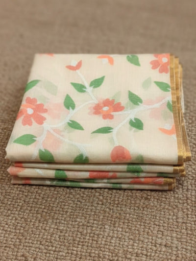 Indiehaat | Pure Muslin Silk Jamdani Saree Beige
