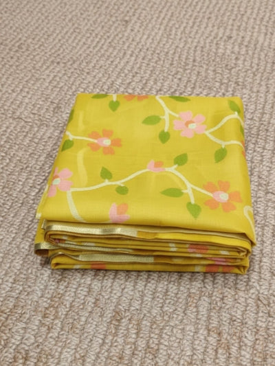 Indiehaat | Pure Muslin Silk Jamdani Saree Yellow