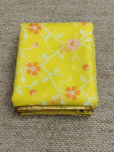 Indiehaat | Pure Muslin Silk Jamdani Saree Yellow