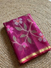 Indiehaat | Pure Muslin Silk Jamdani Saree Pink