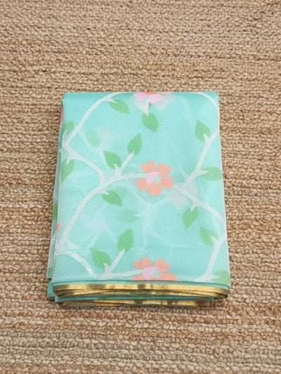 Indiehaat | Pure Muslin Silk Jamdani Saree Blue