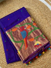 Indiehaat | Pure Muslin Silk Jamdani Sequin Saree Purple
