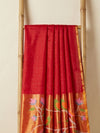 Indiehaat | Pure Muslin Silk Jamdani Sequin Saree Red