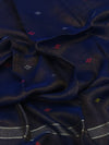 Indiehaat | Pure Linen Jamdani Handloom Saree Blue