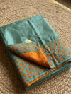 Indiehaat | Silkmark Tussar Silk Embroidery Saree Green