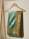 Indiehaat | Silkmark Tussar Silk Embroidery Saree Green
